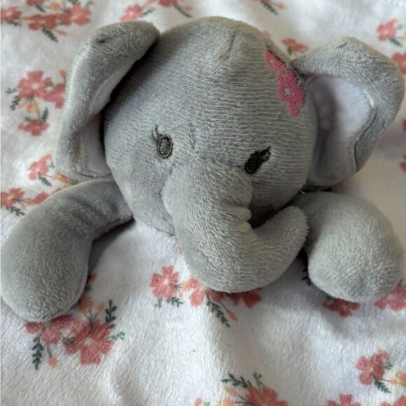 Other - Modern Baby Elephant Lovey Pink and Gray Modern Snuggle Baby Toy Rattle Teether
